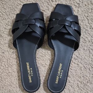 Saint Laurent Black Leather Sandals